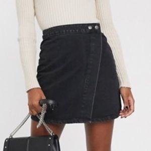 ASOS DESIGN denim wrap skirt in washed black
